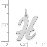 14K White Gold Large Script Letter H Initial Charm view 3