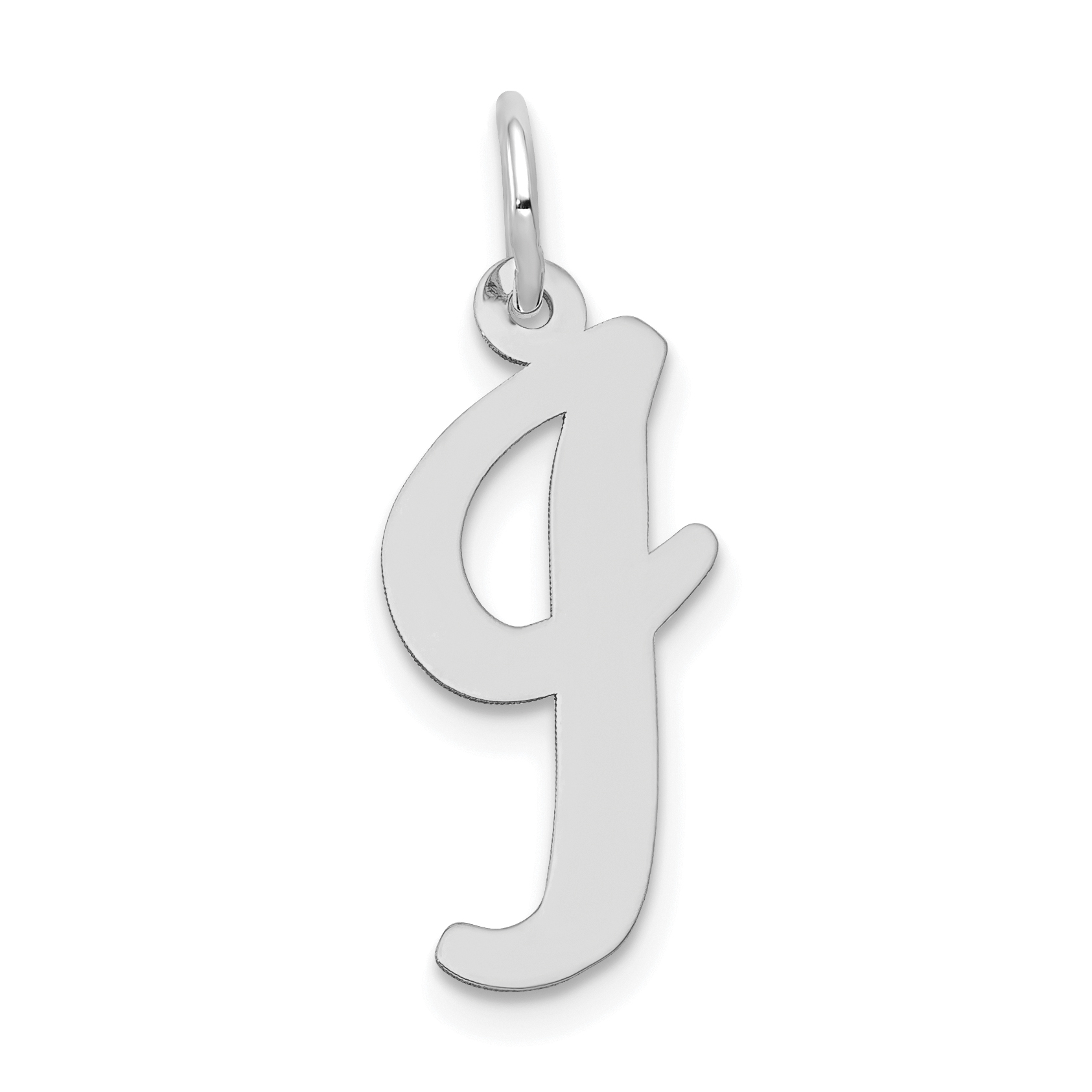 14k White Gold Large Script Letter I Initial Charm (YC663I)
