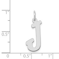 14K White Gold Large Script Letter J Initial Charm view 3