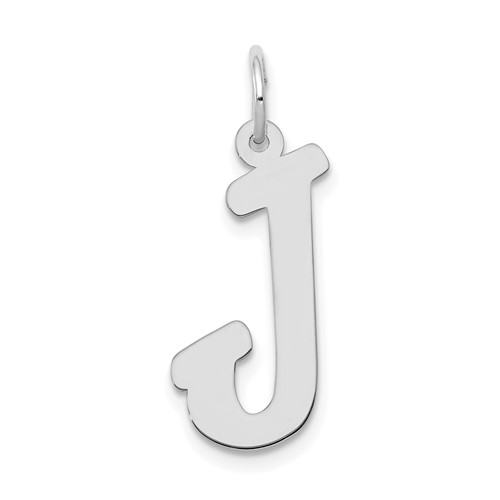 14K White Gold Large Script Letter J Initial Charm