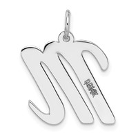 14K White Gold Large Script Letter M Initial Charm view 4
