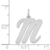 14K White Gold Large Script Letter M Initial Charm view 3