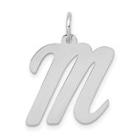 14K White Gold Large Script Letter M Initial Charm view 1
