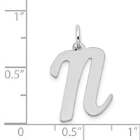 14K White Gold Large Script Letter N Initial Charm view 3