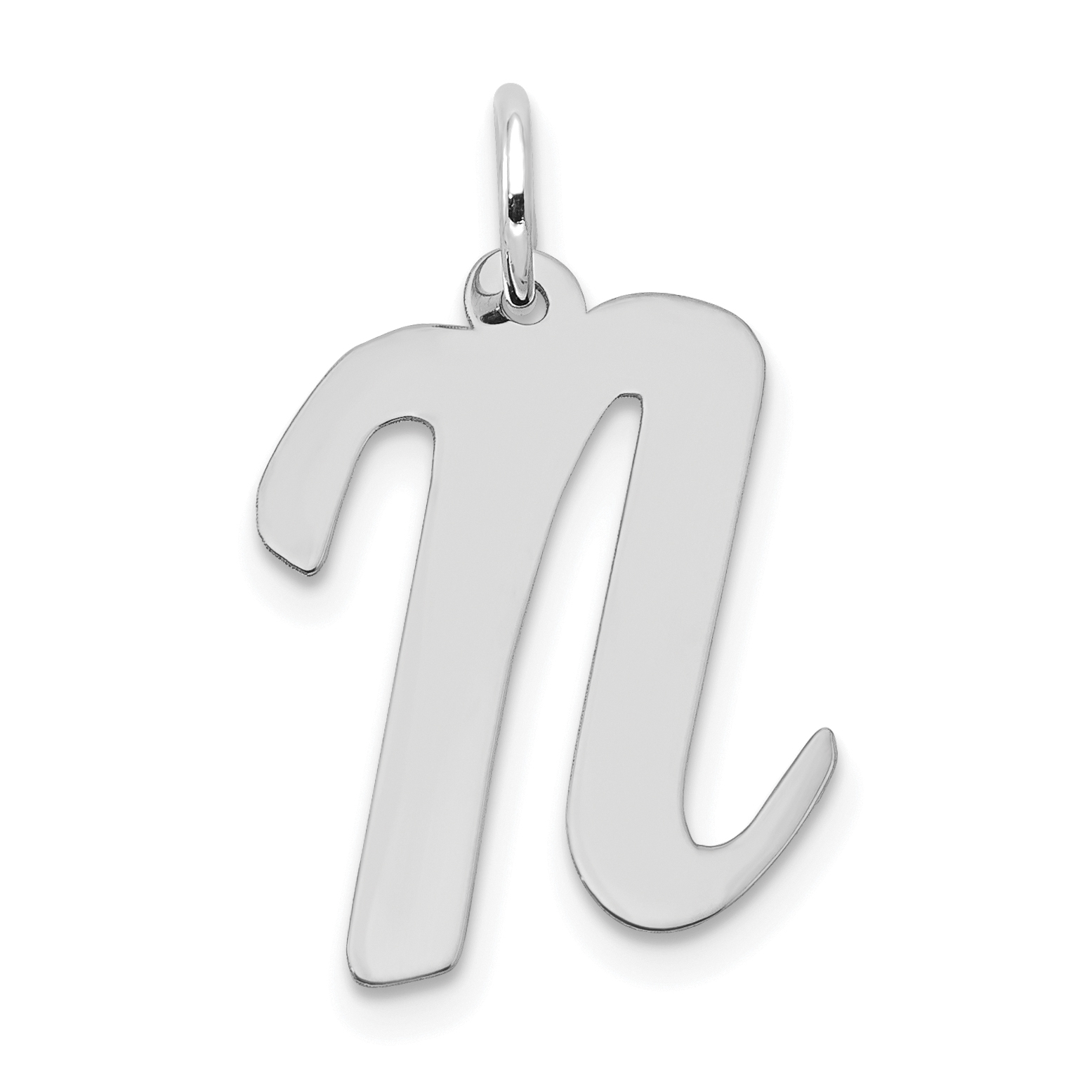 14k White Gold Large Script Letter N Initial Charm (YC663N)
