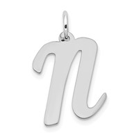 14K White Gold Large Script Letter N Initial Charm view 1