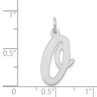 14K White Gold Large Script Letter O Initial Charm view 3