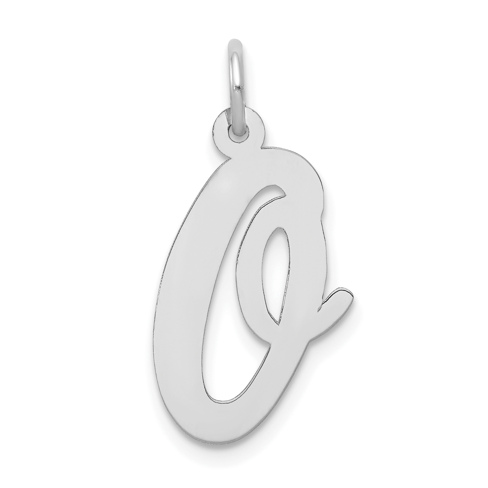 14k White Gold Large Script Letter O Initial Charm (YC663O)
