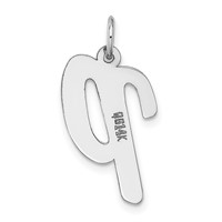 14K White Gold Large Script Letter P Initial Charm view 4