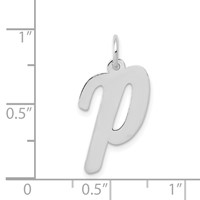 14K White Gold Large Script Letter P Initial Charm view 3