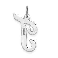14K White Gold Large Script Letter T Initial Charm view 4