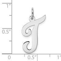 14K White Gold Large Script Letter T Initial Charm view 3