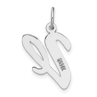 14K White Gold Large Script Letter V Initial Charm view 4