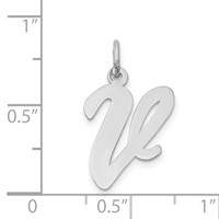 14K White Gold Large Script Letter V Initial Charm view 3