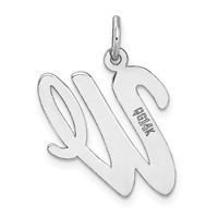 14K White Gold Large Script Letter W Initial Charm view 4