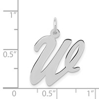 14K White Gold Large Script Letter W Initial Charm view 3
