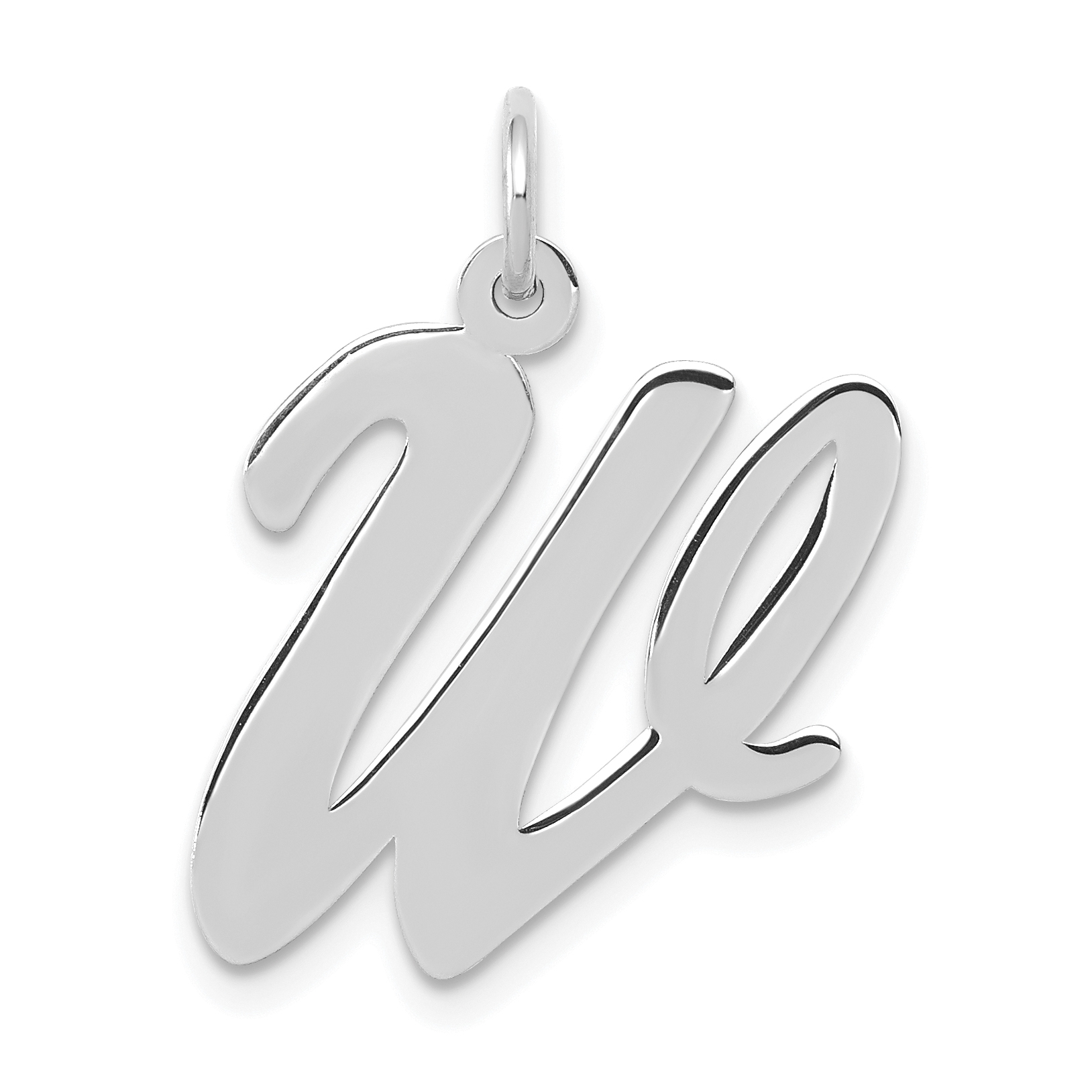 14k White Gold Large Script Letter W Initial Charm (YC663W)