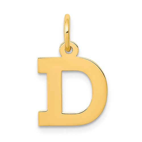 14K Yellow Gold Small Block Letter D Initial Charm