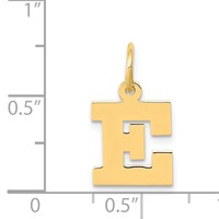 14K Yellow Gold Small Block Letter E Initial Charm view 4