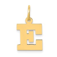 14K Yellow Gold Small Block Letter E Initial Charm view 1
