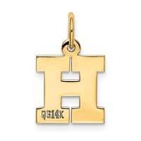 14K Yellow Gold Small Block Letter H Initial Charm view 3
