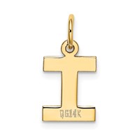 14K Yellow Gold Small Block Letter I Initial Charm view 3