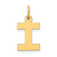 14K Yellow Gold Small Block Letter I Initial Charm view 1
