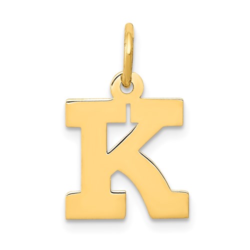 14K Yellow Gold Small Block Letter K Initial Charm