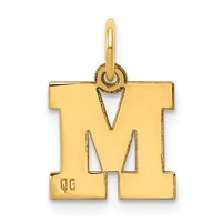 14K Yellow Gold Small Block Letter M Initial Charm view 3