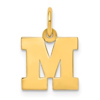 14K Yellow Gold Small Block Letter M Initial Charm view 1