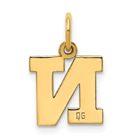 14K Yellow Gold Small Block Letter N Initial Charm view 3