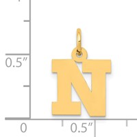 14K Yellow Gold Small Block Letter N Initial Charm view 4