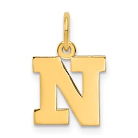 14K Yellow Gold Small Block Letter N Initial Charm view 1