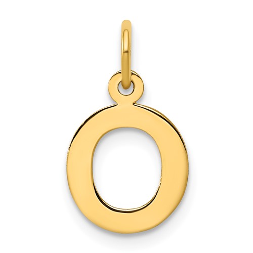 14K Yellow Gold Small Block Letter O Initial Charm
