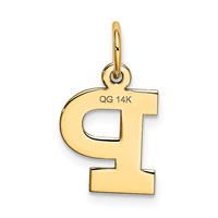 14K Yellow Gold Small Block Letter P Initial Charm view 3