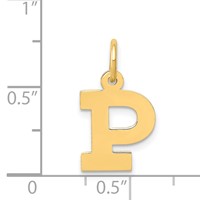 14K Yellow Gold Small Block Letter P Initial Charm view 4