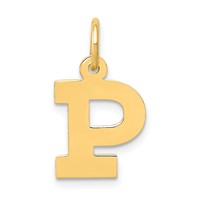 14K Yellow Gold Small Block Letter P Initial Charm view 1
