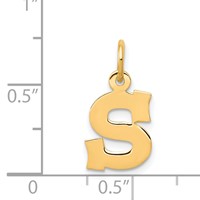 14K Yellow Gold Small Block Letter S Initial Charm view 4
