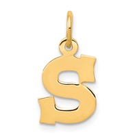 14K Yellow Gold Small Block Letter S Initial Charm view 1