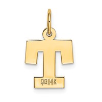 14K Yellow Gold Small Block Letter T Initial Charm view 3