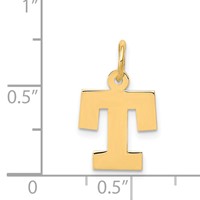 14K Yellow Gold Small Block Letter T Initial Charm view 4