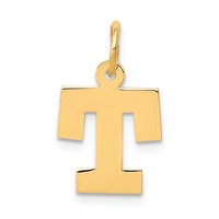 14K Yellow Gold Small Block Letter T Initial Charm view 1