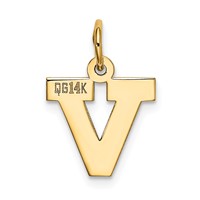 14K Small Block Letter V Initial Charm view 3