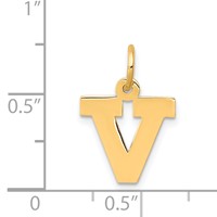 14K Small Block Letter V Initial Charm view 4