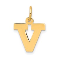 14K Small Block Letter V Initial Charm view 1