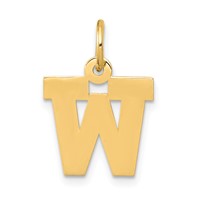 14K Yellow Gold Small Block Letter W Initial Charm view 1