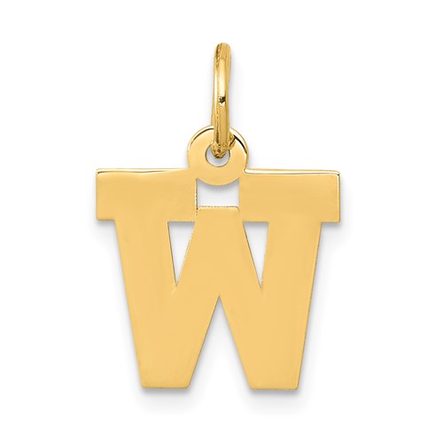 14K Yellow Gold Small Block Letter W Initial Charm