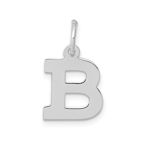 14K White Gold Small Block Letter B Initial Charm