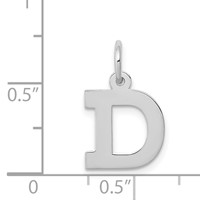 14K White Gold Small Block Letter D Initial Charm view 3