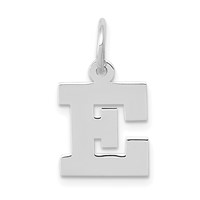 14K White Gold Small Block Letter E Initial Charm view 1